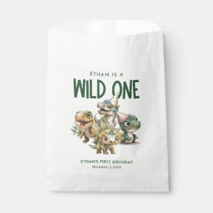 Wild One Cute Dinosaur First Birthday Party Favour Bag