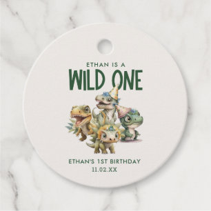 Wild One Cute Dinosaur First Birthday Party Favour Favour Tags