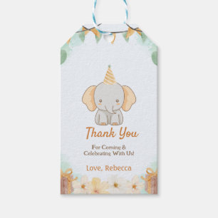 Wild One Cute Elephant 1st Birthday Gift Tags