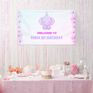 Wild One Cute Elephant 1st Birthday Welcome sign