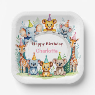 Wild One Cute Jungle Animal Child's Birthday Paper Plate