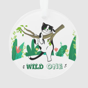 Wild One Cute Kitty Personalised Image Ornament