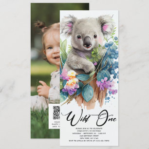 Wild One Cute Koala 1st Birthday Photo Animal Invitation