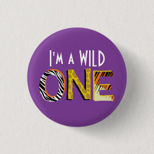 Wild One Cute Safari 1st Birthday Party Theme 3 Cm Round Badge