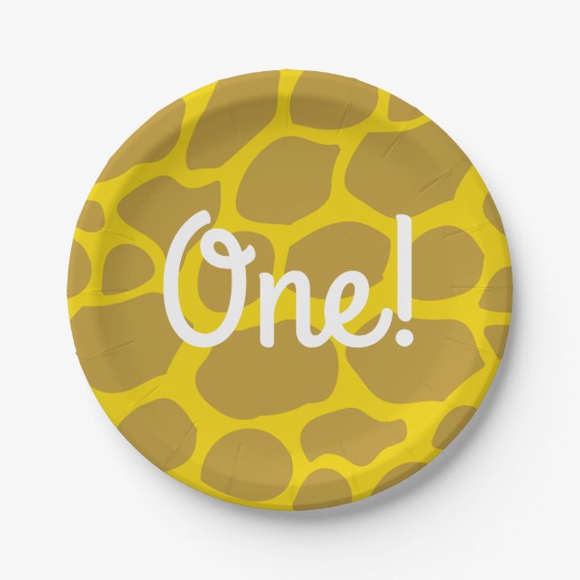 Wild One Cute Safari 1st Birthday Party Theme Paper Plate (Front)