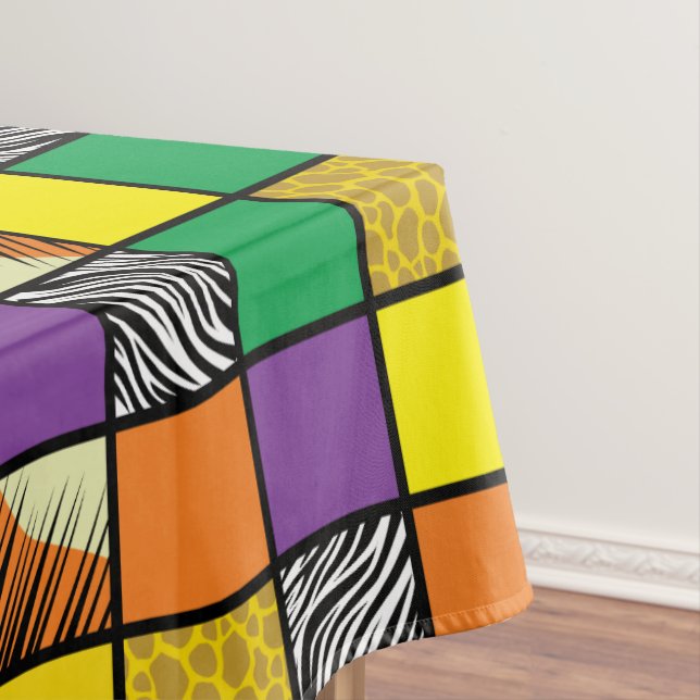 Wild One Cute Safari 1st Birthday Party Theme Tablecloth (In Situ)