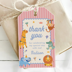 Wild One Cute Safari Animals 1st Birthday Gift Tags