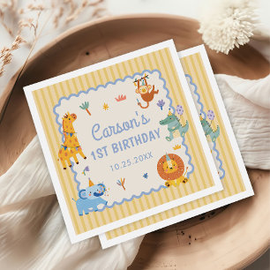 Wild One Cute Safari Animals 1st Birthday Napkin