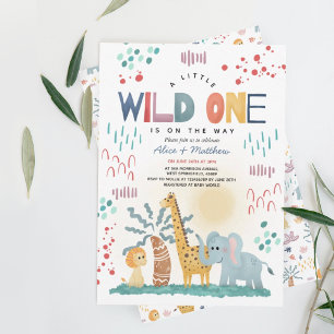 Wild One Cute Safari Animals Boy Baby Shower Invitation
