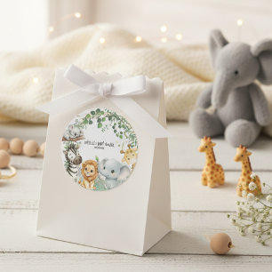 Wild One Cute Safari Jungle Animals Boy Baby Showe Classic Round Sticker