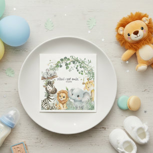 Wild One Cute Safari Jungle Animals Boy Baby Showe Napkin
