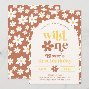 Wild One Daisy Birthday Invitation First