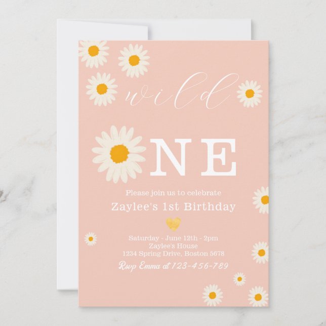 Wild One Daisy Boho Birthday Bash | 1st Birthday  Invitation (Front)