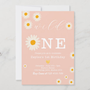 Wild One Daisy Boho Birthday Bash 1st Birthday Invitation