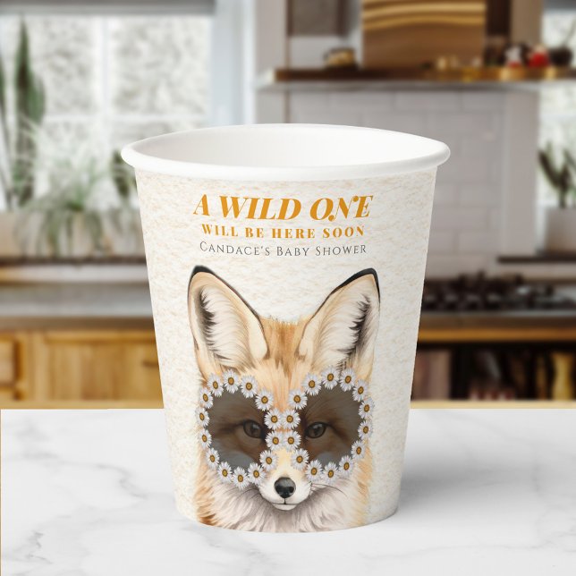 Wild One Daisy Fox Baby Shower  Paper Cups (Creator Uploaded)