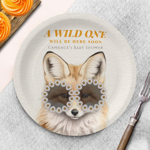 Wild One Daisy Fox Baby Shower Paper Plate