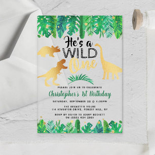 Wild One Dinosaur Boys 1st Birthday Acrylic Invitations