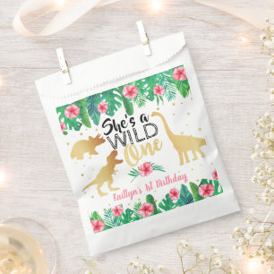 Wild One Dinosaur Girls 1st Birthday Party Favour Bag