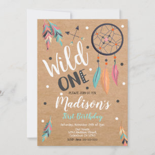 Wild One Dreamcatcher 1st Birthday Invitation