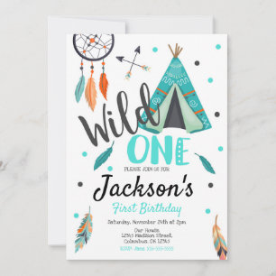 Wild One Dreamcatcher Teepee Birthday Invitation