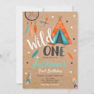 Wild One Dreamcatcher Teepee Birthday Invitation