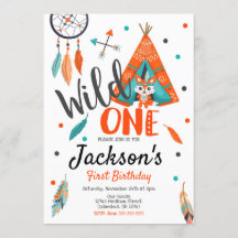 Wild One Dreamcatcher Teepee Birthday Invitation
