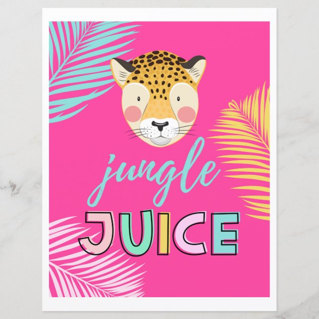 Wild One Drink Sign | Jungle Juice Sign | Cheetah (Front)