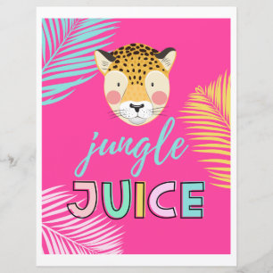 Wild One Drink Sign Jungle Juice Sign Cheetah