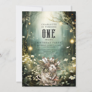 Wild One Enchanted Forest Mouse 1st Birthday Invitation