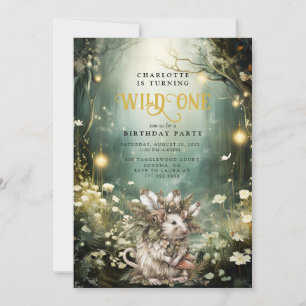 Wild One Enchanted Forest Mouse 1st Birthday Invitation
