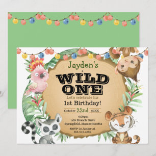 Wild One Exotic Animal Birthday Invitation