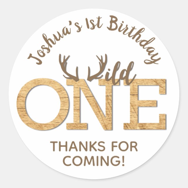 Wild One First 1st Birthday Favour Sticker Label (Front)