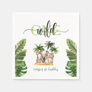 Wild One First 1st Safari Animals Birthday Party Napkin