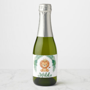 Wild One First Birthday Boy girl Lion King Crown Sparkling Wine Label