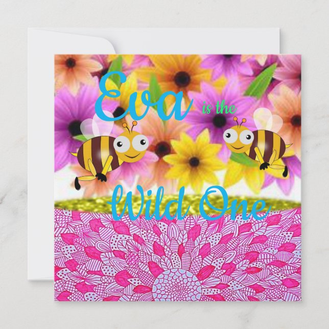 Wild One First Birthday Card Invitation (Front)
