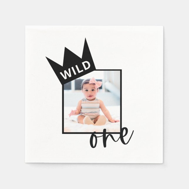 Wild One First Birthday Custom Photo Napkins (Front)