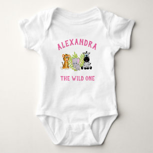 Wild One First Birthday Girl Baby Bodysuit