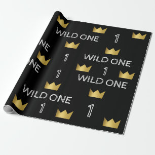 Wild One First Birthday Gold Crown Wrapping Paper
