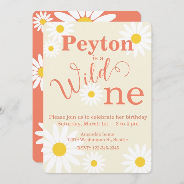 Wild One First Birthday Invitation (Front/Back)