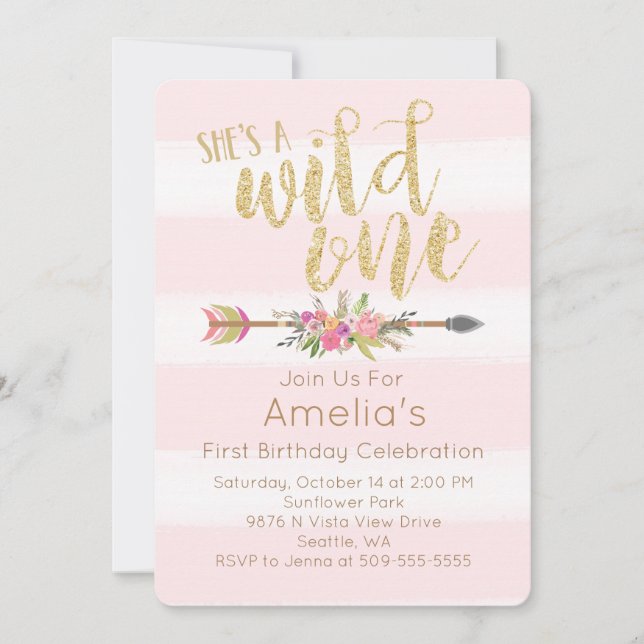 Wild One First Birthday Invitation (Front)