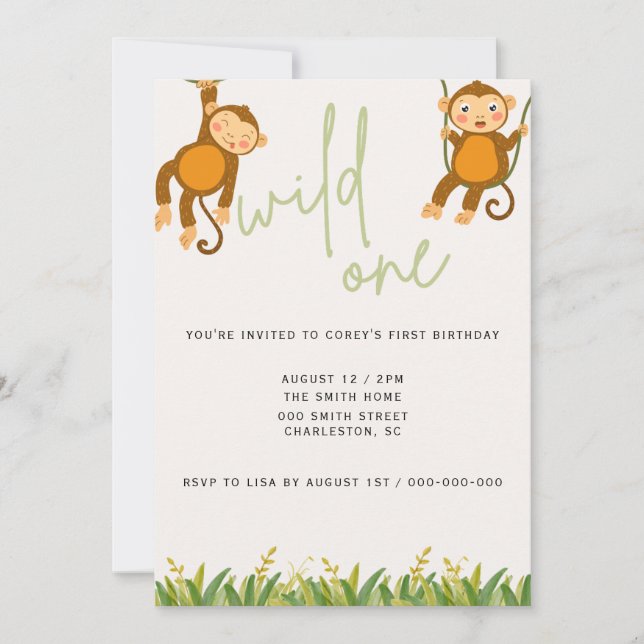 WILD ONE First Birthday Invitation (Front)