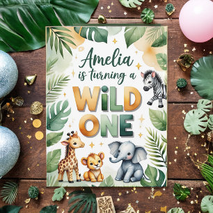 Wild One First Birthday Invitation Card   Amelia