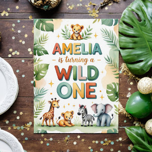 Wild One First Birthday Invitation Card   Amelia