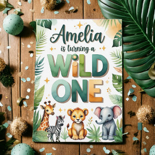 Wild One First Birthday Invitation Card   Amelia