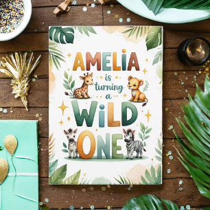 Wild One First Birthday Invitation Card   Amelia