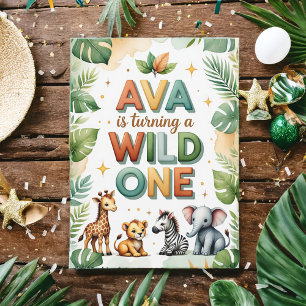 Wild One First Birthday Invitation Card Ava
