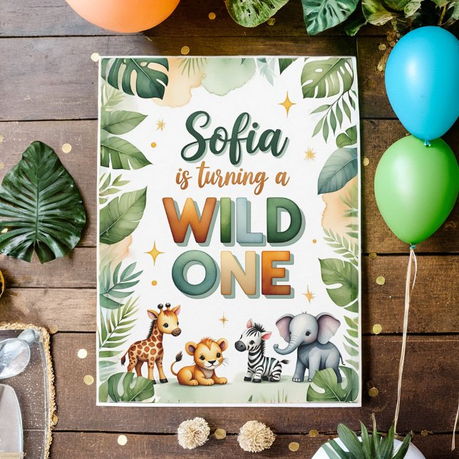 Wild One First Birthday Invitation Card | Sofia  (Creator Uploaded)