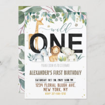 Wild One First Birthday Jungle Animals Birthday