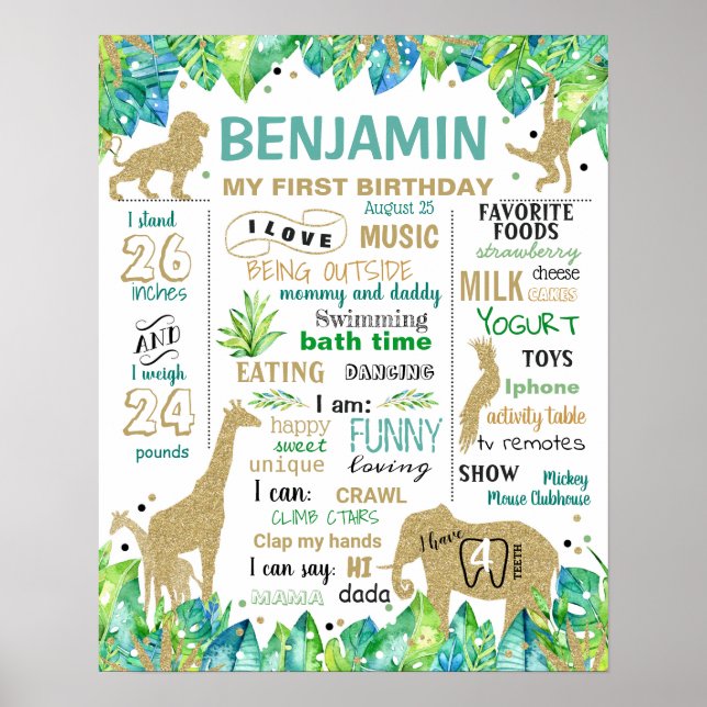 Wild one First Birthday milestone sign (Front)