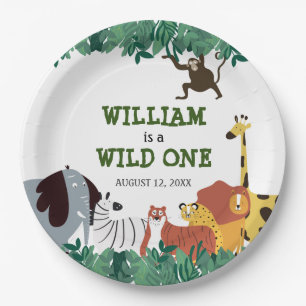 Wild One First Birthday Party Jungle Safari Paper Plate